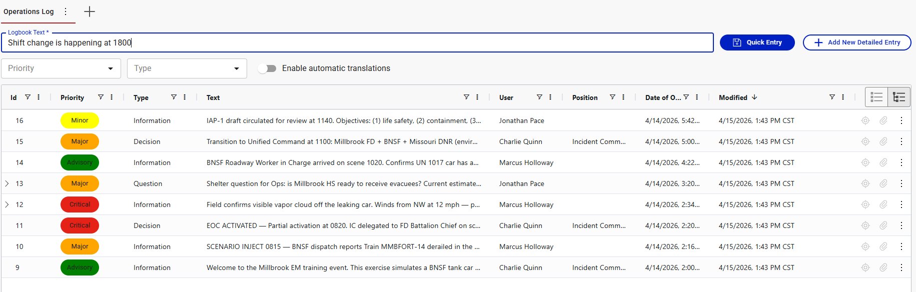Quick entry with text typed, ready to submit