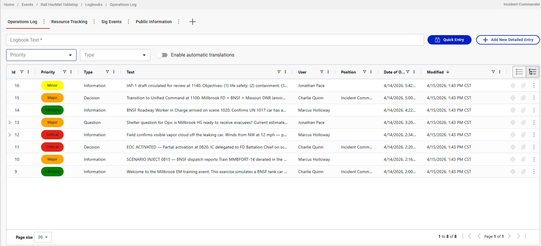 The tabbed logbook view with multiple logbooks open as tabs